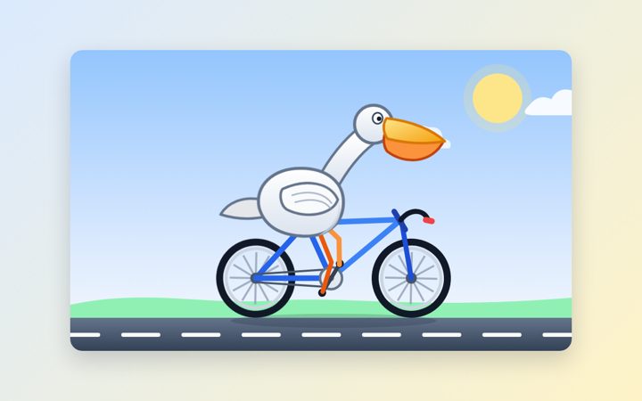 HY 4 Preview 生成的鹈鹕骑自行车